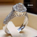 Classic Round Brilliant Cubic Zirconia Ring, Elegant European Style Fashion Jewelry view 4