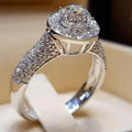 Classic Round Brilliant Cubic Zirconia Ring, Elegant European Style Fashion Jewelry view 2