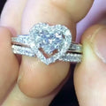 Sweet Heart Shape Two In One Women Stackable Ring Set Cute Valentine Gift Jewelry view 1
