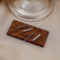 Elegant Irregular Gold Alloy Geometric Bar Drop Stud Earrings For Women Minimalist Metal Line Earrings view 3