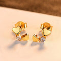 Creative Interlocking Heart Zircon Stud Earrings, Versatile Sweet Student Ear Jewelry Accessories view 1