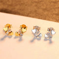 Creative Interlocking Heart Zircon Stud Earrings, Versatile Sweet Student Ear Jewelry Accessories view 4