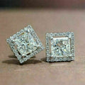 Minimalist Quadrilateral Zircon Stud Earrings For Women, European Fashion Jewelry view 1