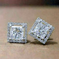 Minimalist Quadrilateral Zircon Stud Earrings For Women, European Fashion Jewelry view 2