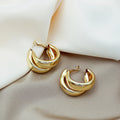 Elegant Korean Style Gold Alloy Multi Layer C Shaped Chunky Hoop Ear Cuff Fashion Women's Earrings view 1