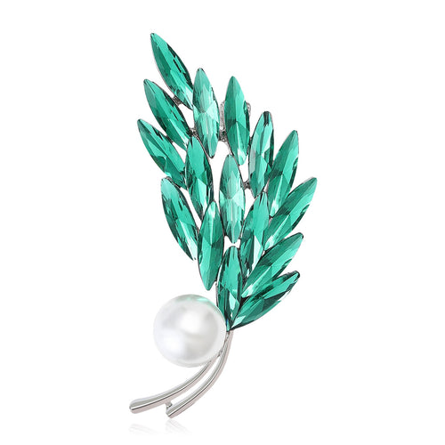 Alloy Crystal Wheat Brooch With Pearl Accent For Elegant Outfits