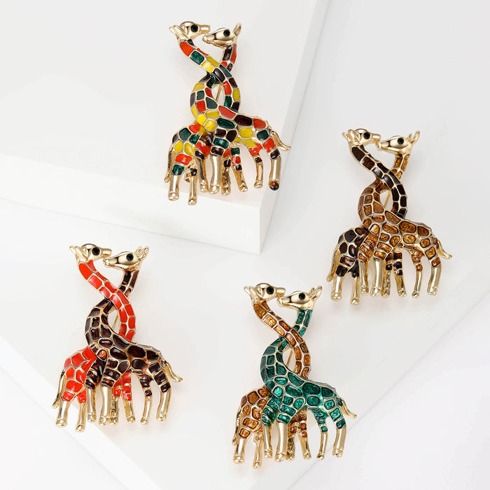 Alloy Enamel Giraffe Brooch Pin For Suits Sweaters And Cardigans