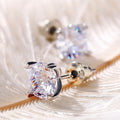 Classic Four Prong Zircon Stud Earrings For Women, Simple Versatile Fashion Ear Jewelry view 3
