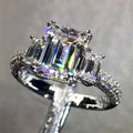 Fashion Womens Princess Cut Engagement Proposal Ring, Copper White Gold Plated Square Zircon Jewelry view 4