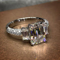 Fashion Womens Princess Cut Engagement Proposal Ring, Copper White Gold Plated Square Zircon Jewelry view 3