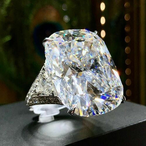 Oversized 10x14mm Cushion Cut Zircon Women Ring For Wedding Copper Plated Fashion Jewelry