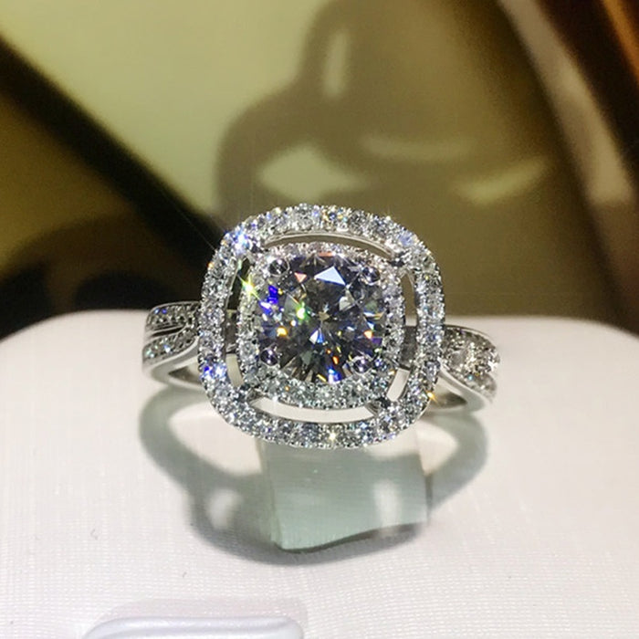 Classic Four Prong Zircon Wedding Engagement Ring For Women, Bridal Dinner Party Jewelry