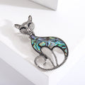 Antique Silver Alloy Cat Couple Brooch Pin With Shell Detail view 3