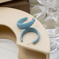 Style Multicolor Woven Leather C Shape Alloy Hoop Earrings For Women Fashion Statement Earrings view 3