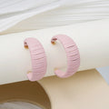 Style Multicolor Woven Leather C Shape Alloy Hoop Earrings For Women Fashion Statement Earrings view 4