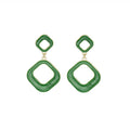Vintage Irregular Geometric Enamel Acrylic Alloy Drop Hoop Stud Fashion Earrings view 5