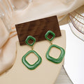 Vintage Irregular Geometric Enamel Acrylic Alloy Drop Hoop Stud Fashion Earrings view 3
