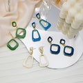 Vintage Irregular Geometric Enamel Acrylic Alloy Drop Hoop Stud Fashion Earrings view 1