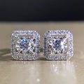 Korean Dongdaemun Small Square Zircon Stud Earrings, Elegant Versatile Women's Jewelry view 2