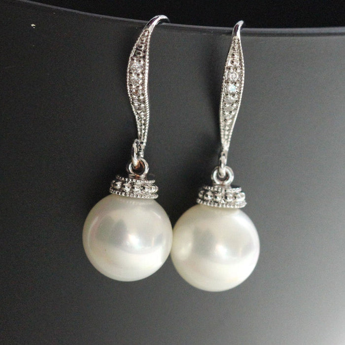 Korean Simple Faux Pearl Dangle Earrings For Women, Versatile Fashion Ear Jewelry