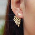 Vintage 3D Angel Wing Zircon Stud Earrings For Women, Full Pave Feather Piercing Jewelry view 2