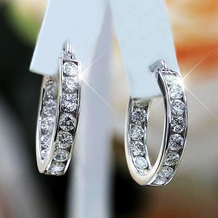 Summer Zircon Hoop Earrings For Women Korean Round Circle Ear Cuffs Couple Fashion Jewelry