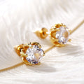 Gold Plated Copper Zircon Stud Earrings, Romantic Qixi Valentine's Day Gift Ear Jewelry view 3