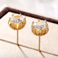 Gold Plated Copper Zircon Stud Earrings, Romantic Qixi Valentine's Day Gift Ear Jewelry view 5