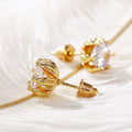 Gold Plated Copper Zircon Stud Earrings, Romantic Qixi Valentine's Day Gift Ear Jewelry view 2