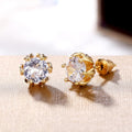 Gold Plated Copper Zircon Stud Earrings, Romantic Qixi Valentine's Day Gift Ear Jewelry view 4