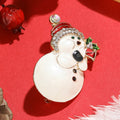 Alloy Rhinestone Enamel Christmas Snowman Brooch For Coat Decoration view 2