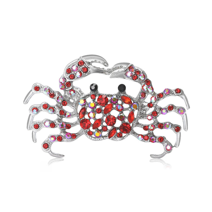 Alloy Rhinestone Crab Brooch For Animal Clothing Accessories