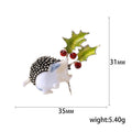 Alloy Enamel Hedgehog Brooch Pin With Leaf Design For Clothing view 5