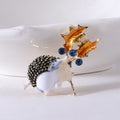 Alloy Enamel Hedgehog Brooch Pin With Leaf Design For Clothing view 6