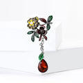 Alloy Crystal Camellia Flower Brooch Pin For Women's Clothing view 2