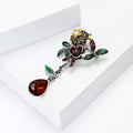 Alloy Crystal Camellia Flower Brooch Pin For Women's Clothing view 3