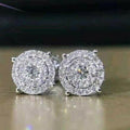 OL Style Platinum Round Cubic Zirconia Full Pave Stud Earrings For Women, view 2