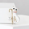 Alloy Enamel Cane Cat Brooch Pin For Shirts And Blazers view 2