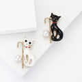 Alloy Enamel Cane Cat Brooch Pin For Shirts And Blazers view 1