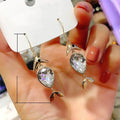 Light Luxury Cubic Zirconia Water Drop Ear Cuffs, Korean Commuter Fish Dangle Earrings view 5