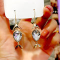 Light Luxury Cubic Zirconia Water Drop Ear Cuffs, Korean Commuter Fish Dangle Earrings view 2