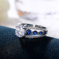 Creative Hollow Sapphire Blue Zircon Ring For Women, Luxury Banquet Engagement Jewelry view 3