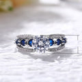Creative Hollow Sapphire Blue Zircon Ring For Women, Luxury Banquet Engagement Jewelry view 5