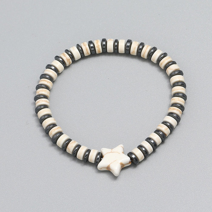 Fashion Mens Vintage Coconut Shell Beaded Elastic Bracelet European American Wrist Accessory