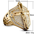 Gold Shield Ring For Men, Western Culture Creative Fashion Finger Jewelry view 2