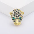 Alloy Rhinestone Leopard Head Brooch Pendant For Men's Suit Lapel view 3