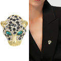 Alloy Rhinestone Leopard Head Brooch Pendant For Men's Suit Lapel view 2
