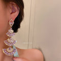 Vintage Alloy Rhinestone Fan Shaped Stud Earrings, Palace Style Irregular Statement Jewelry view 4