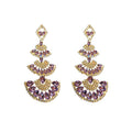 Vintage Alloy Rhinestone Fan Shaped Stud Earrings, Palace Style Irregular Statement Jewelry view 5