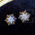 French Retro Snowflake Zircon Stud Earrings For Women Trendy Fashion Ear Jewelry view 5